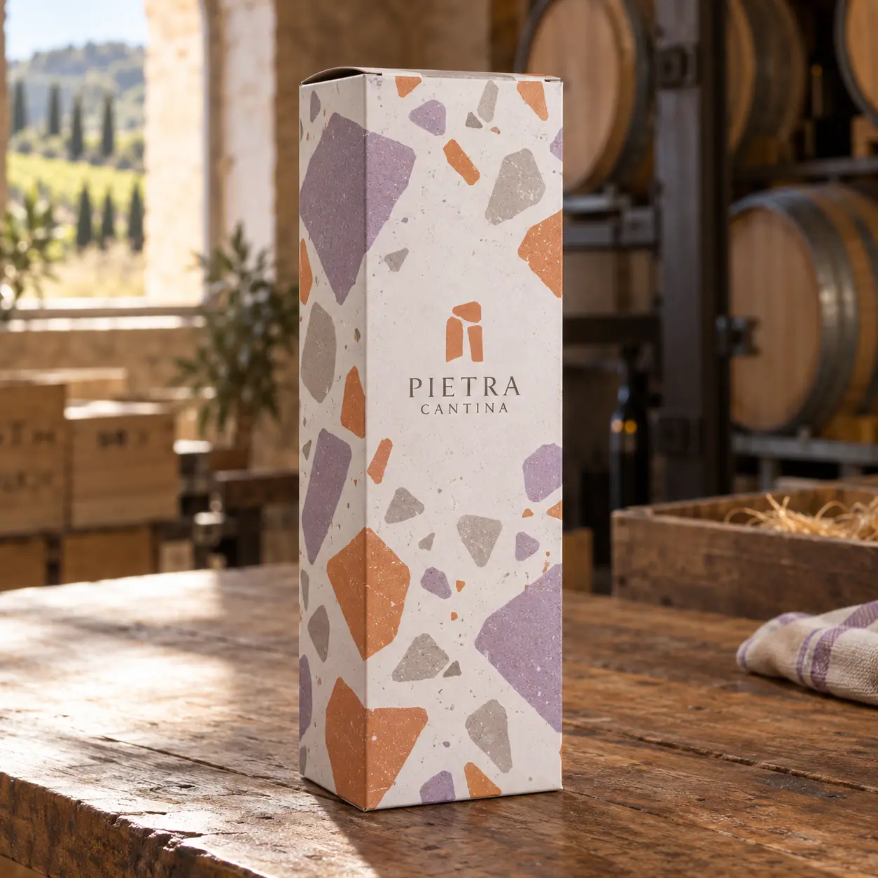Un singolo prodotto completo: Scatola per bottiglia di vino