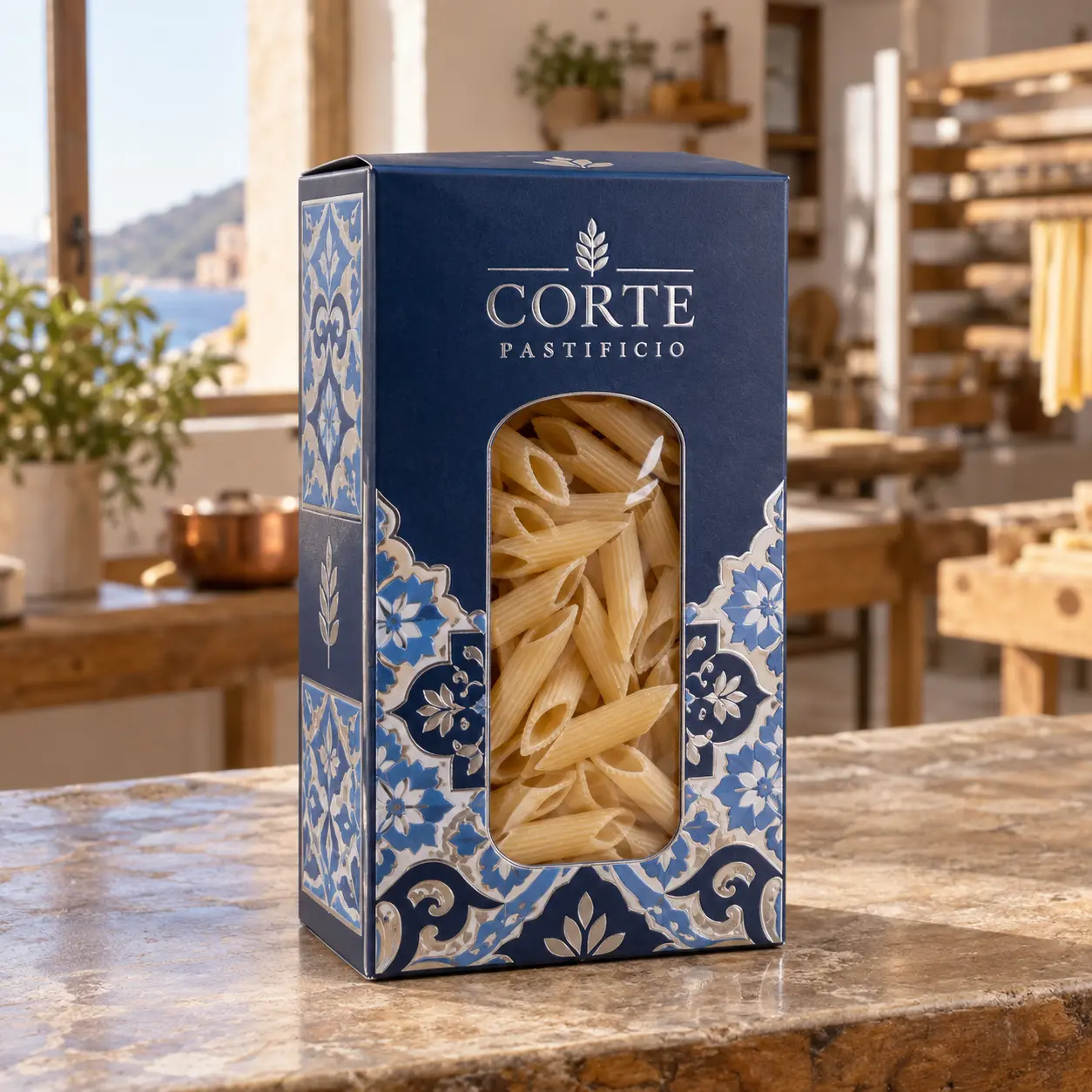 Un singolo prodotto completo: Astuccio finestrato per pasta secca
